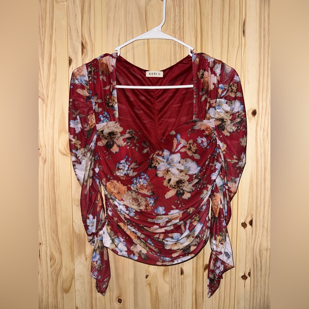 Kori Floral Burgundy Blouse